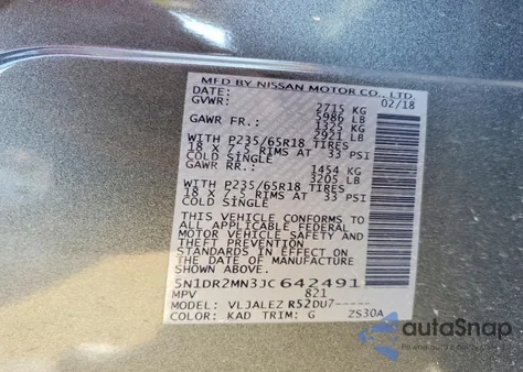 2018 Nissan Pathfinder S from USA, damaged, VIN 5N1DR2MN3JC642491